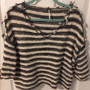 Free People 3/4sleeve oversized distressed sweater